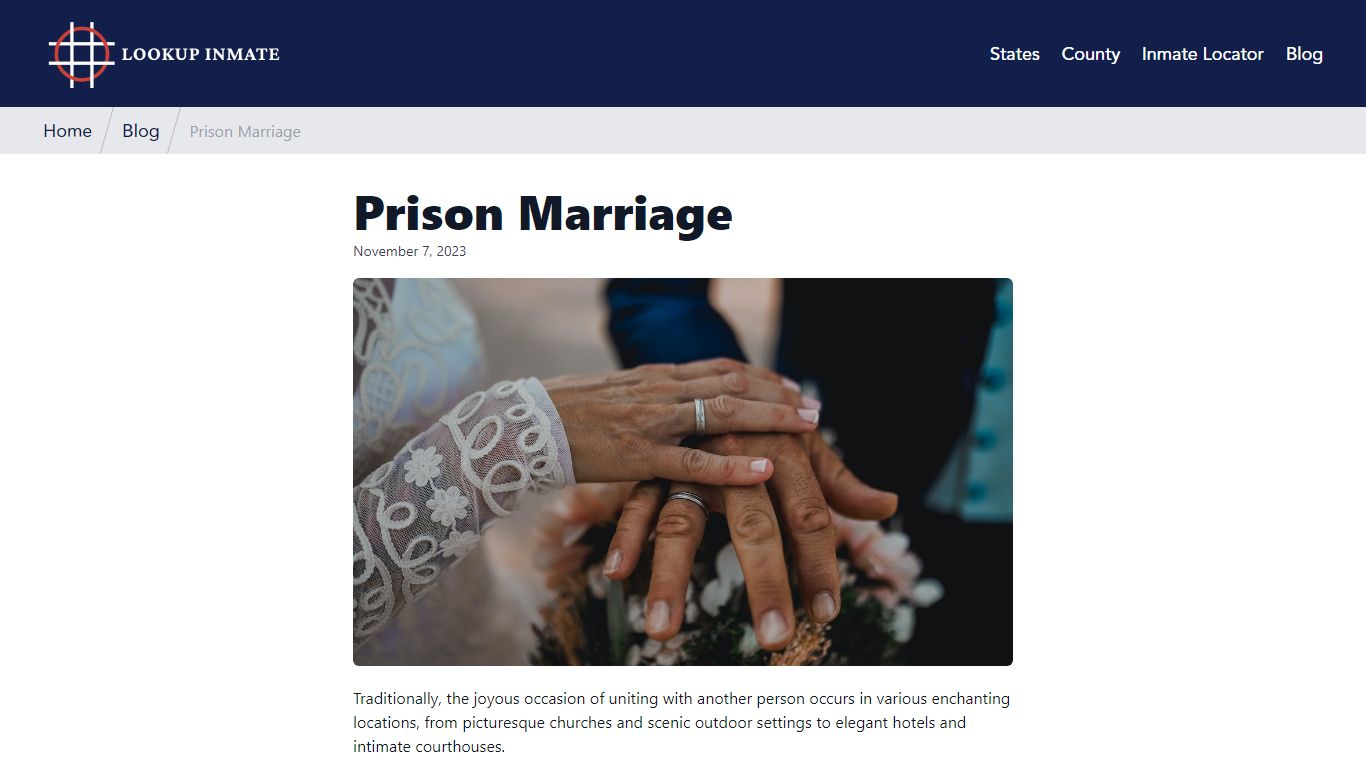 Prison Marriage - Lookup Inmate